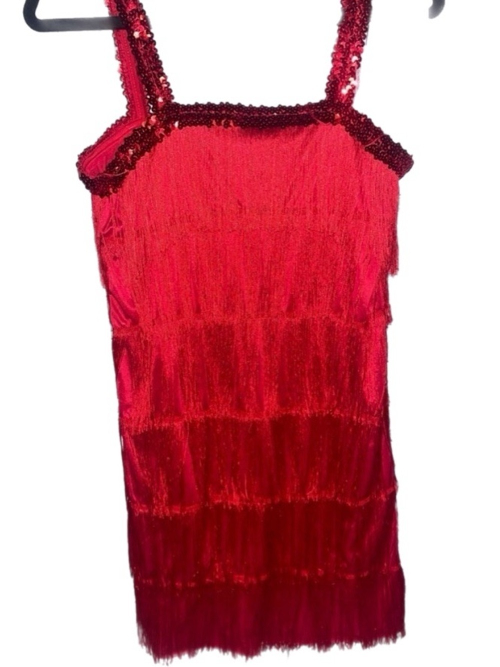 Flapper Costume Red Sequin with Fringe